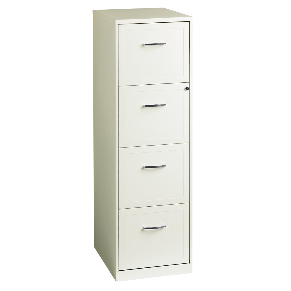 Realspace 18inD 4-Drawer Vertical Letter-Size File Cabinet, Pearl White MPN:19713