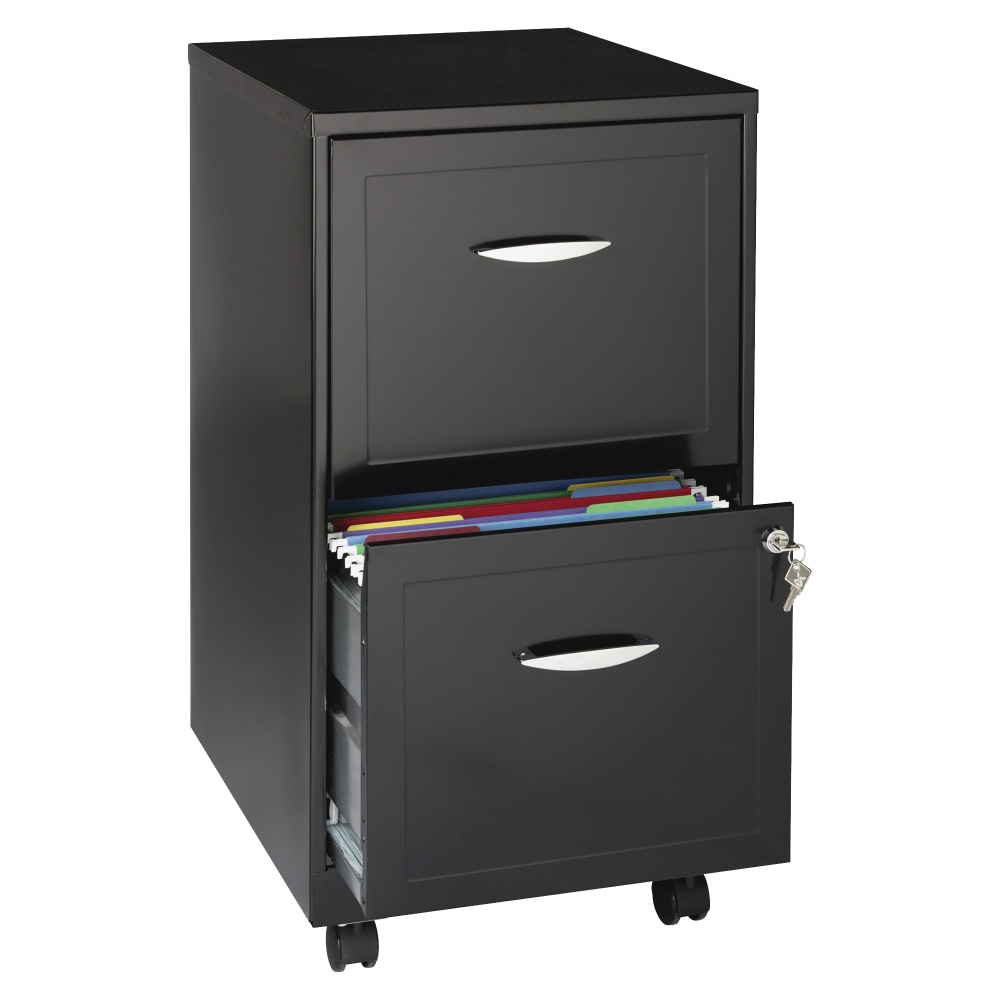 Realspace 18inD SOHO Vertical Mobile Letter-Size File Cabinet, 2 Drawers, Black MPN:HID16995
