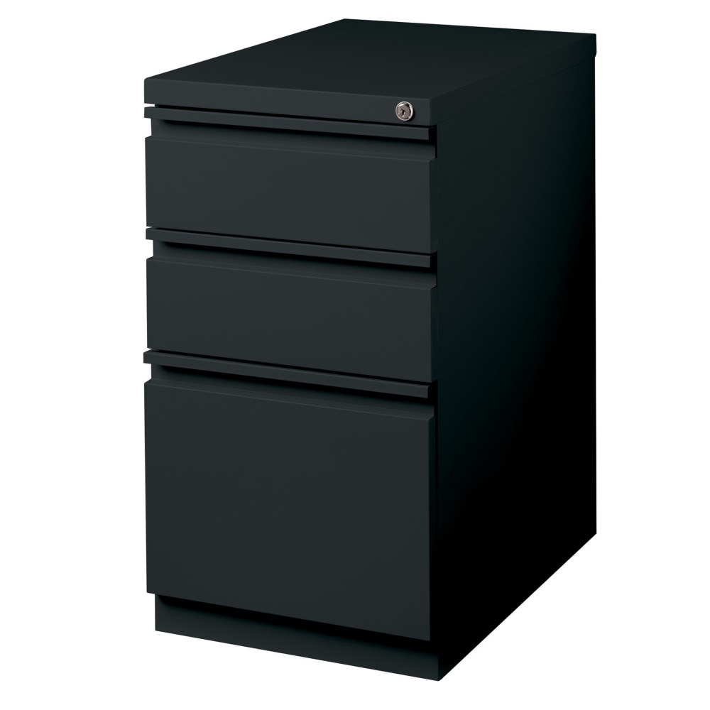 WorkPro 23inD Vertical 3-Drawer Letter-Size Mobile Pedestal File Cabinet, Metal, Black MPN:HID18506