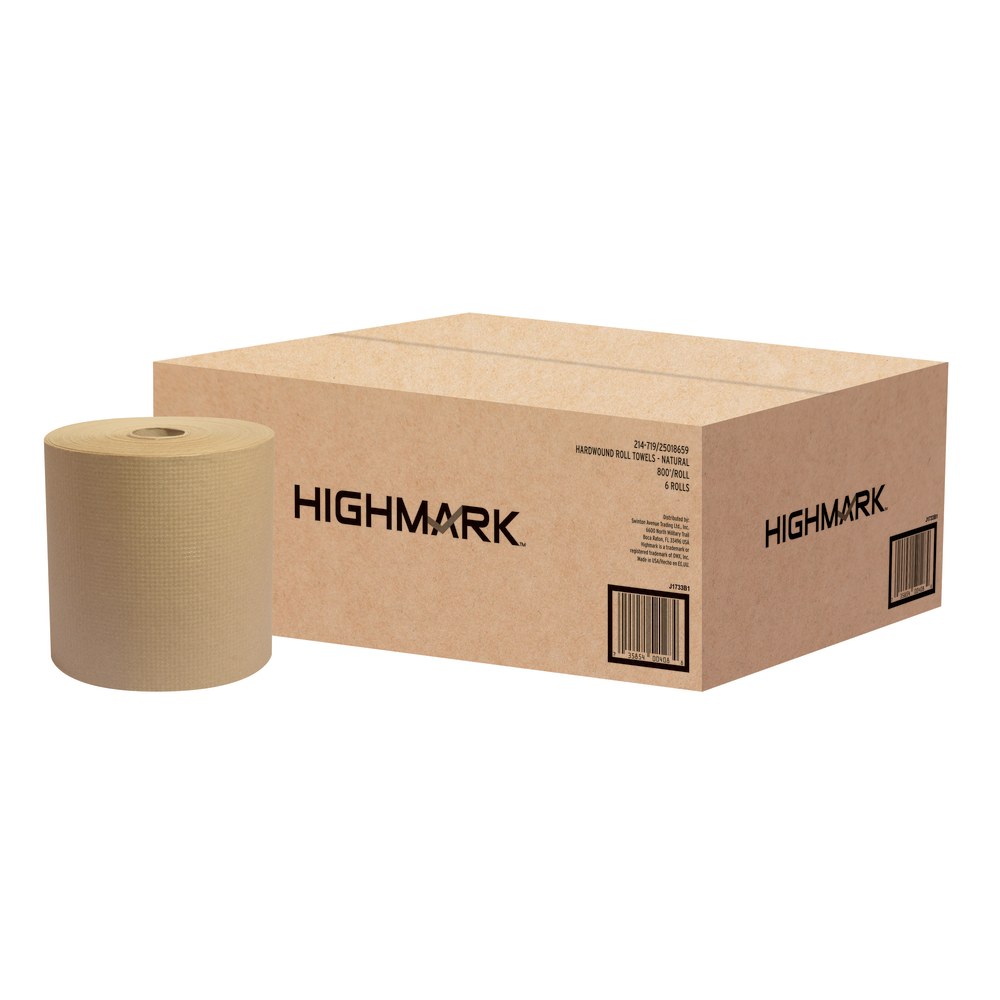 Highmark ECO Hardwound 1-Ply Paper Towels, 100% Recycled, Natural, 800ft Per Roll, Case Of 6 Rolls (Min Order Qty 2) MPN:OD1733A1