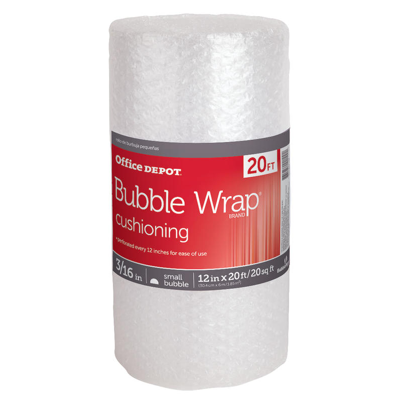 Office Depot Brand Small Bubble Cushioning, 3/16in Thick, Clear, 12in x 20ft (Min Order Qty 25) MPN:CSOD653338