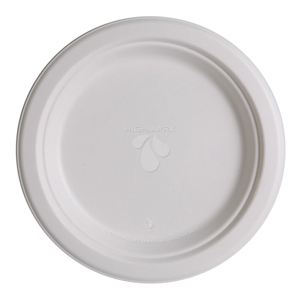 Highmark ECO Compostable Sugarcane Paper Plates, 9in, White, Pack Of 50 (Min Order Qty 9) MPN:EP-P016-Z00297PK