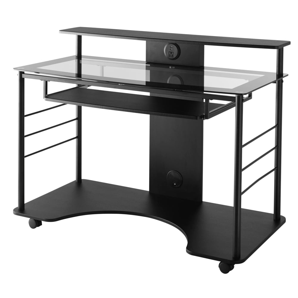 Realspace 47inW Mobile Tech Desk Workstation, 36-1/16inH x 47-1/4inW x 26inD, Black MPN:ST-AK717