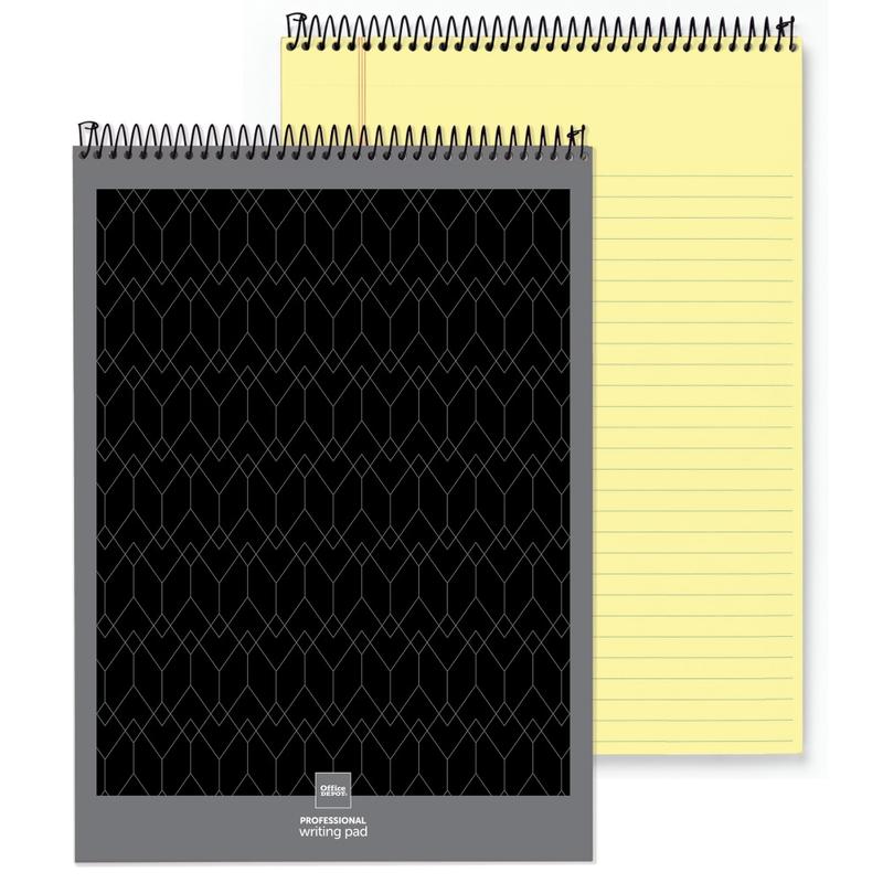 Office Depot Brand Professional Top Wirebound Writing Pad, 8 1/2in x 11 3/4in, Legal/Wide Ruled, 70 Sheets, Canary (Min Order Qty 11) MPN:99496