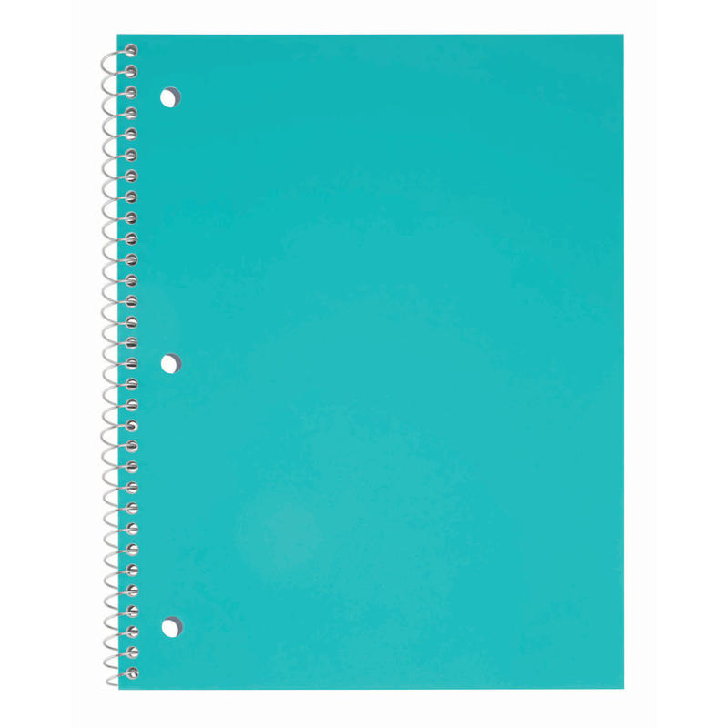 Just Basics Poly Spiral Notebook, 8in x 10-1/2in, 1 Subject, College Ruled, 70 Sheets, Teal (Min Order Qty 54) MPN:OD23298701