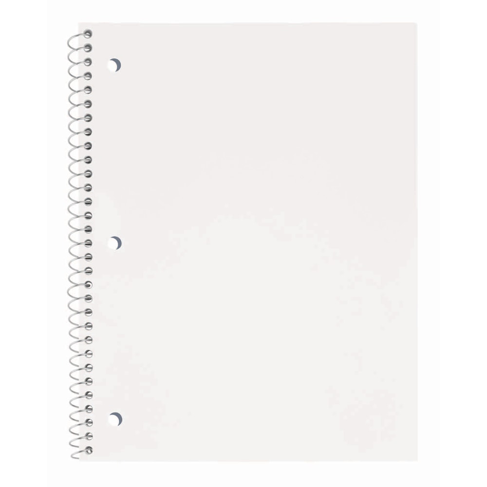 Just Basics Poly Spiral Notebook, 8in x 10-1/2in, 1 Subject, College Ruled, 70 Sheets, White (Min Order Qty 58) MPN:OD23298702