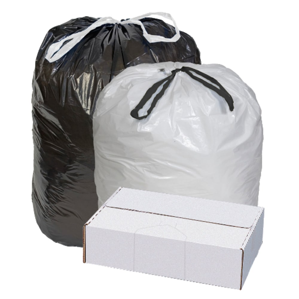 Highmark Draw And Tie Can Liners, 0.8 mil, 33 Gallons, 33in x 38in, Black, Box Of 150 (Min Order Qty 3) MPN:PITT050