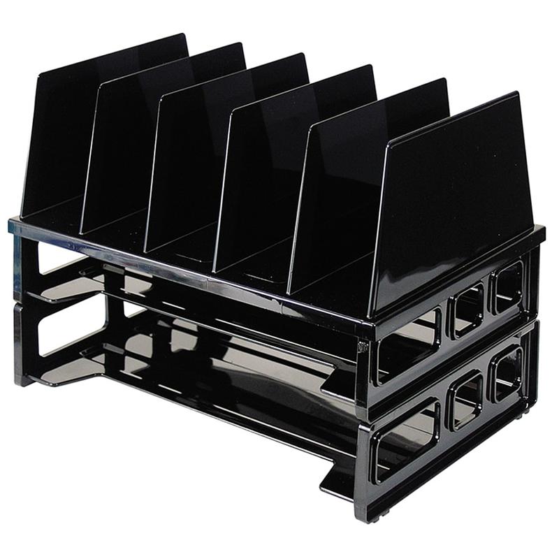 OIC Tray/Sorter Combo, Letter Size, 10 1/4inH x 13 1/2inW x 9inD, Black (Min Order Qty 3) MPN:22102