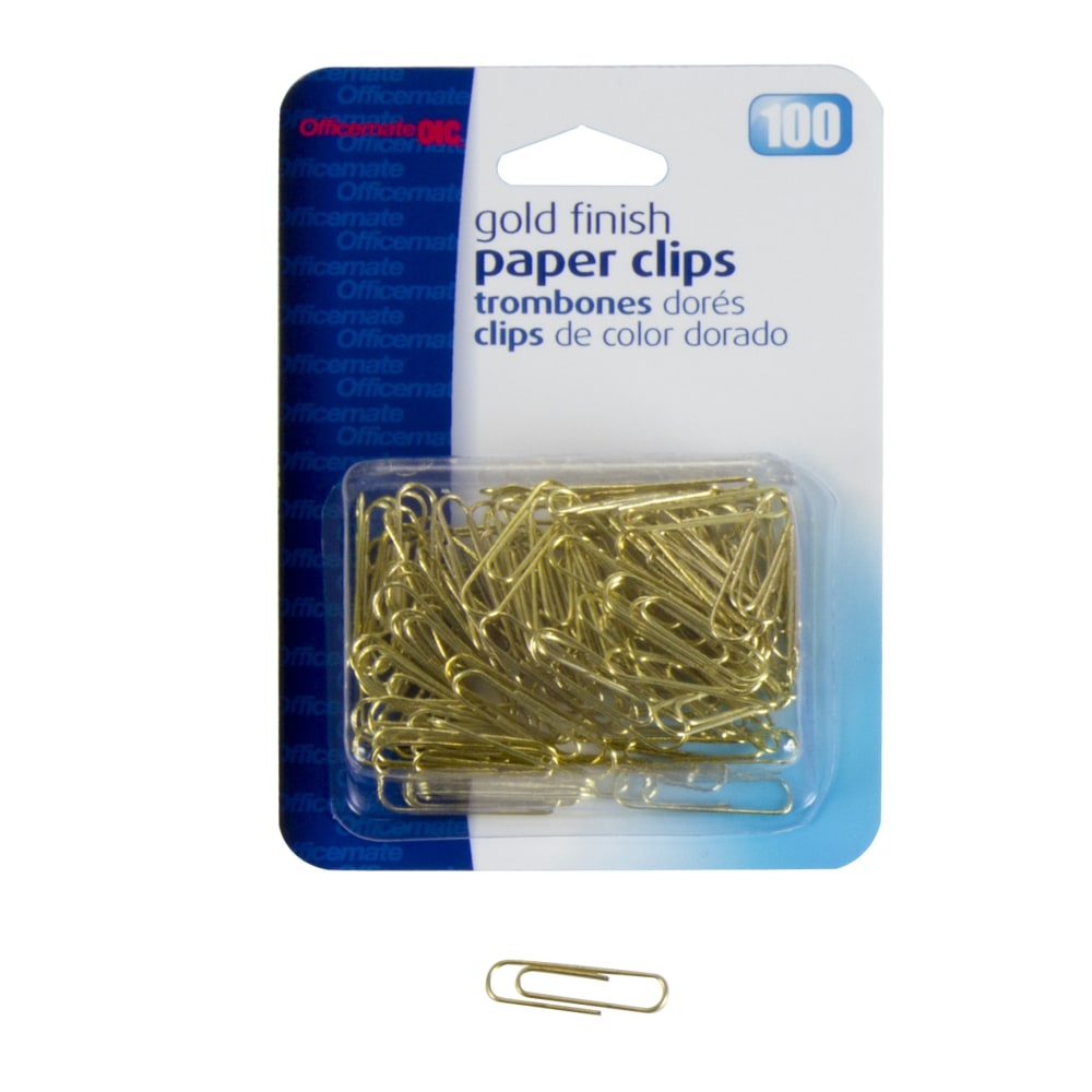 OIC Paper Clips, Box Of 100, No. 2, Gold (Min Order Qty 31) MPN:30916