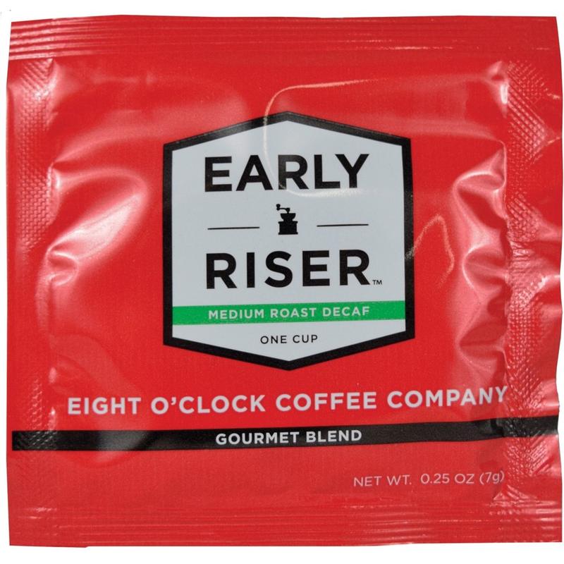 Eight O-Clock Coffee Early Riser Medium Roast Decaf Coffee Soft Pouch, Decaffeinated, Pack Of 200 (Min Order Qty 2) MPN:CCFEOC1D