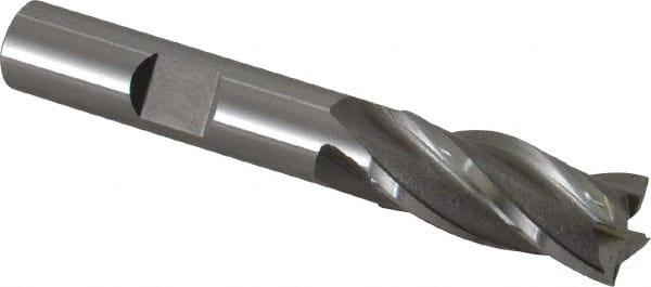 Square End Mill: 7/16'' Dia, 1'' LOC, 3/8'' Shank Dia, 2-11/16'' OAL, 4 Flutes, Vanadium High Speed Steel MPN:5741100