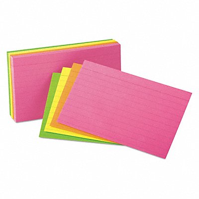 Index Card 3x5  Assorted Glow PK100 MPN:40279