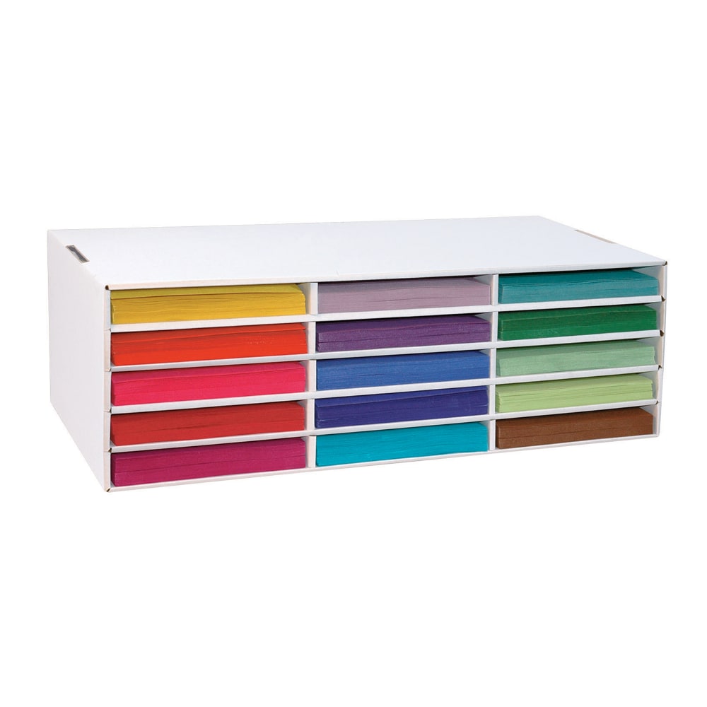 Classroom Keepers Corrugated Construction Paper Storage Unit, For 9in x 12in Sheets, 15-Slots, White (Min Order Qty 3) MPN:001310