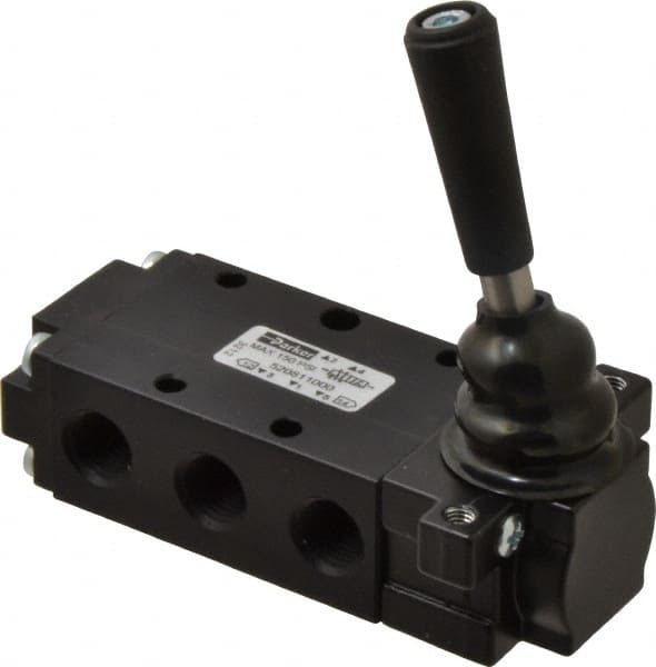 Mechanically Operated Valve: 4-Way & 2-Position, Lever-Spring Return Actuator, 1/4