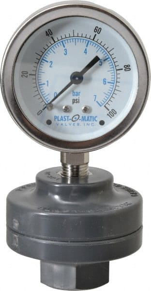 100 Max psi, 2 Inch Dial Diameter, PVC Pressure Gauge Guard and Isolator MPN:GGTS100-PV