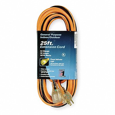 Ltd Ext Crd 25ft 14Ga 15A SJTW Org/Blk MPN:3EA99