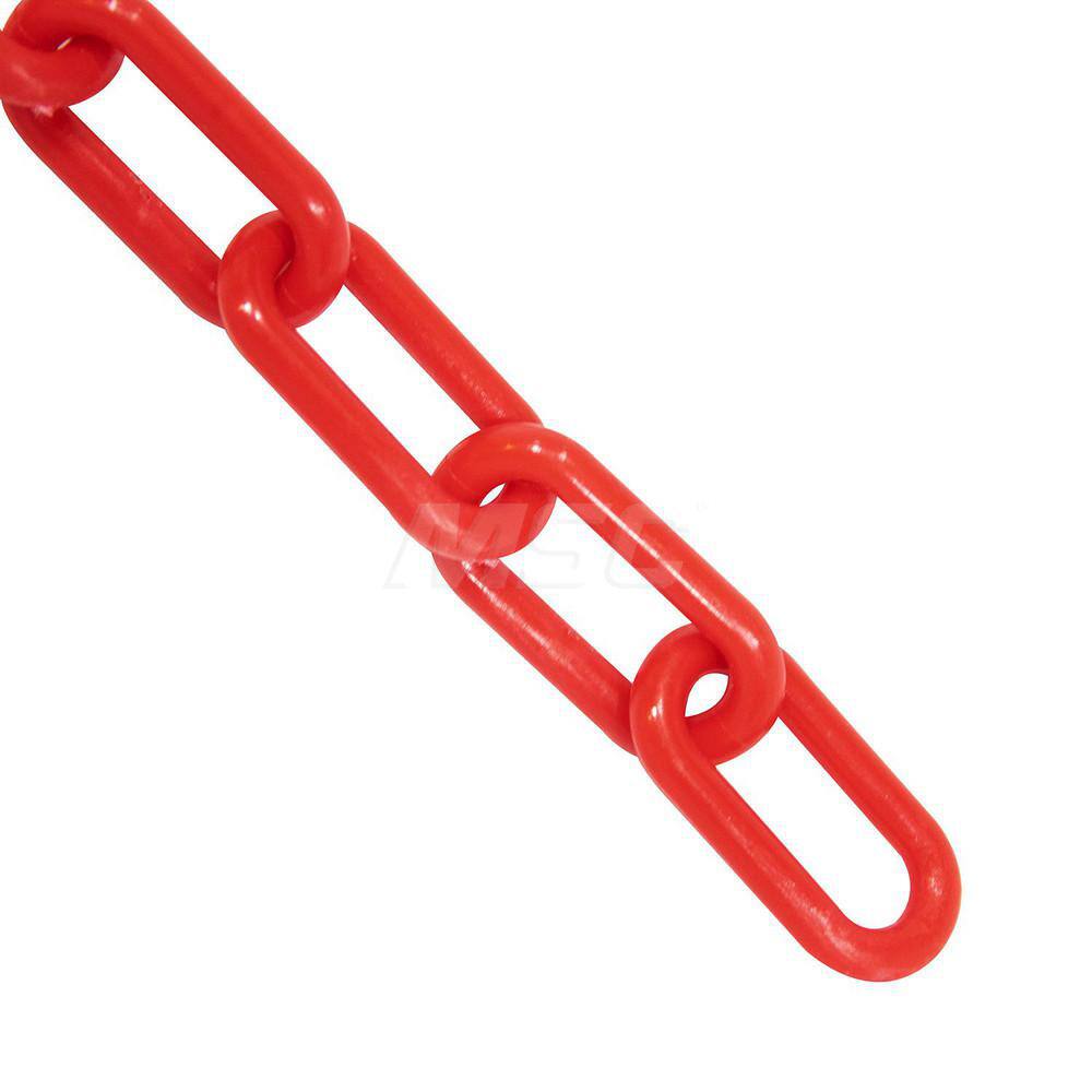 Pedestrian Barrier Chain: Plastic, Red, 100' Long, 1