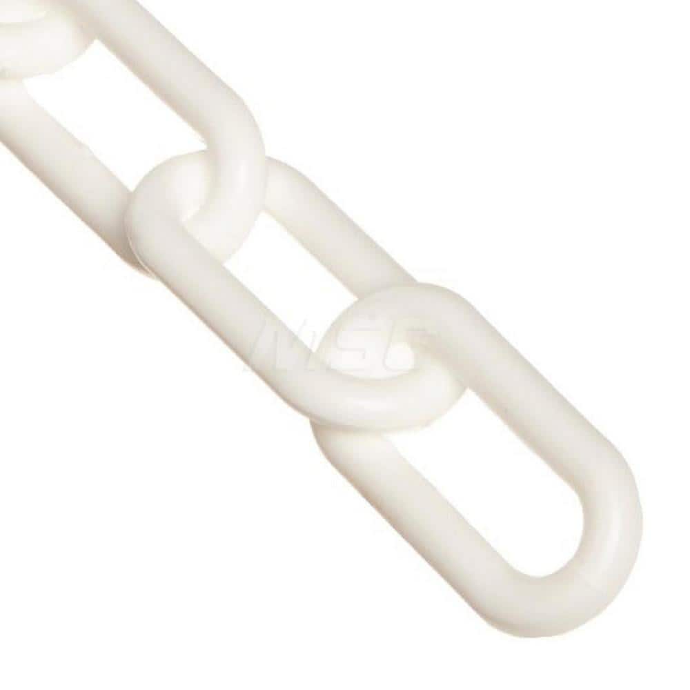 Pedestrian Barrier Chain: Plastic, White, 100' Long, 1