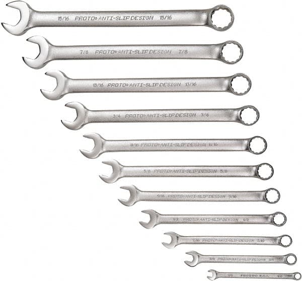 Combination Wrench Set: 11 Pc, 1/2