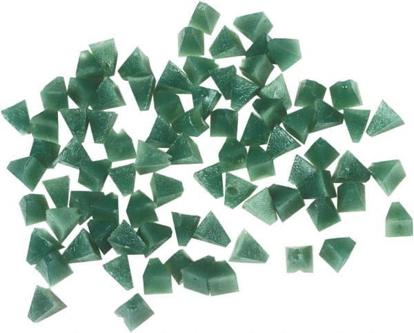 Pyramid Tumbling Media: Plastic Carrier, Aluminum Oxide Abrasive, 1/4