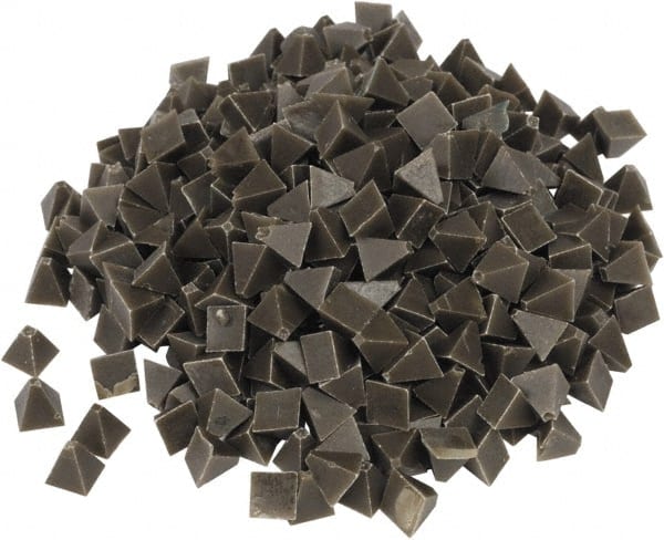 Pyramid Tumbling Media: Plastic Carrier, Aluminum Oxide Abrasive, 1/4