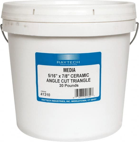 Triangle Tumbling Media: Ceramic Carrier, Aluminum Oxide Abrasive, 5/16