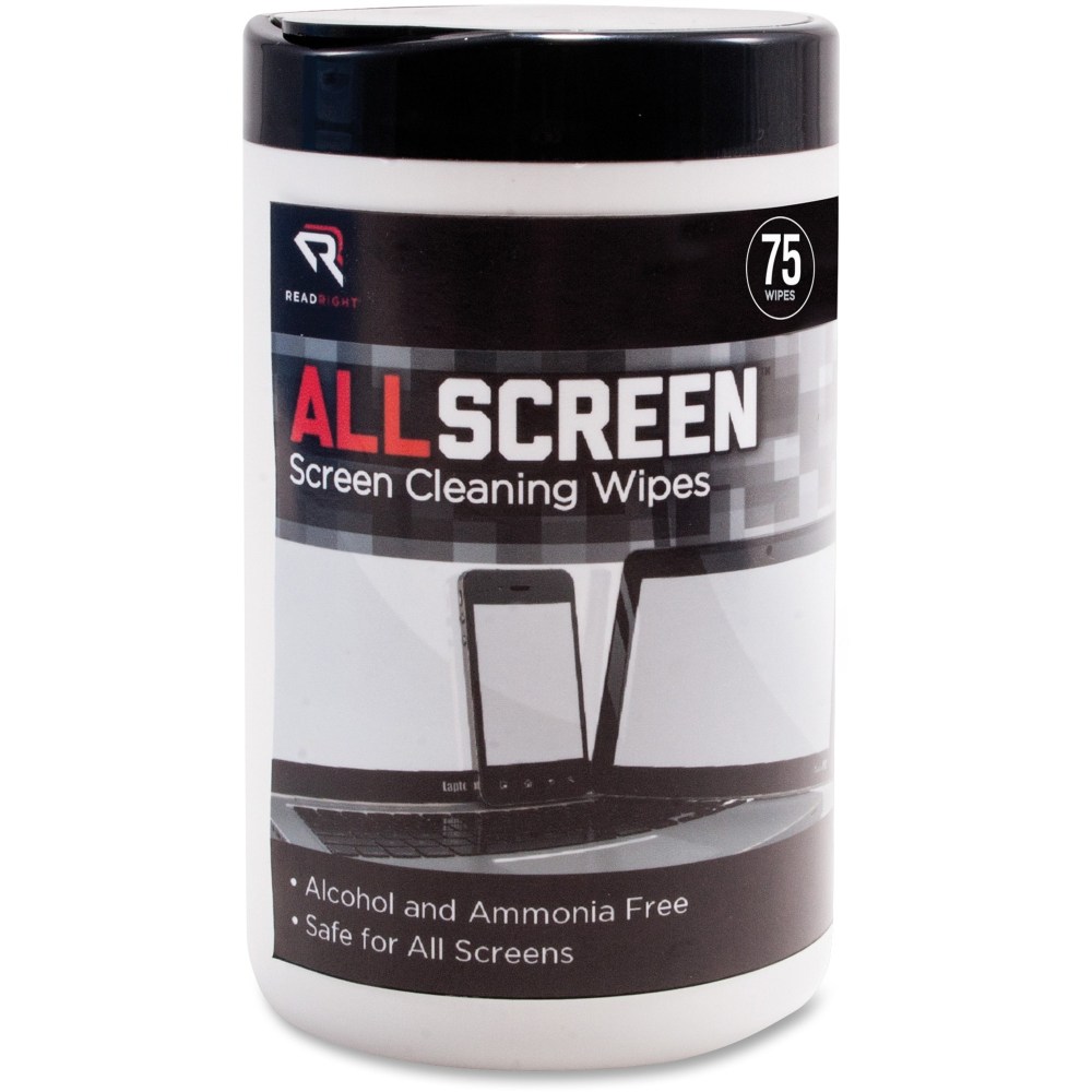 Advantus Read/Right AllScreen Screen Cleaning Wipes - For Display Screen - Alcohol-free, Ammonia-free - 75 / Canister - 1 Each - Assorted (Min Order Qty 8) MPN:RR15045