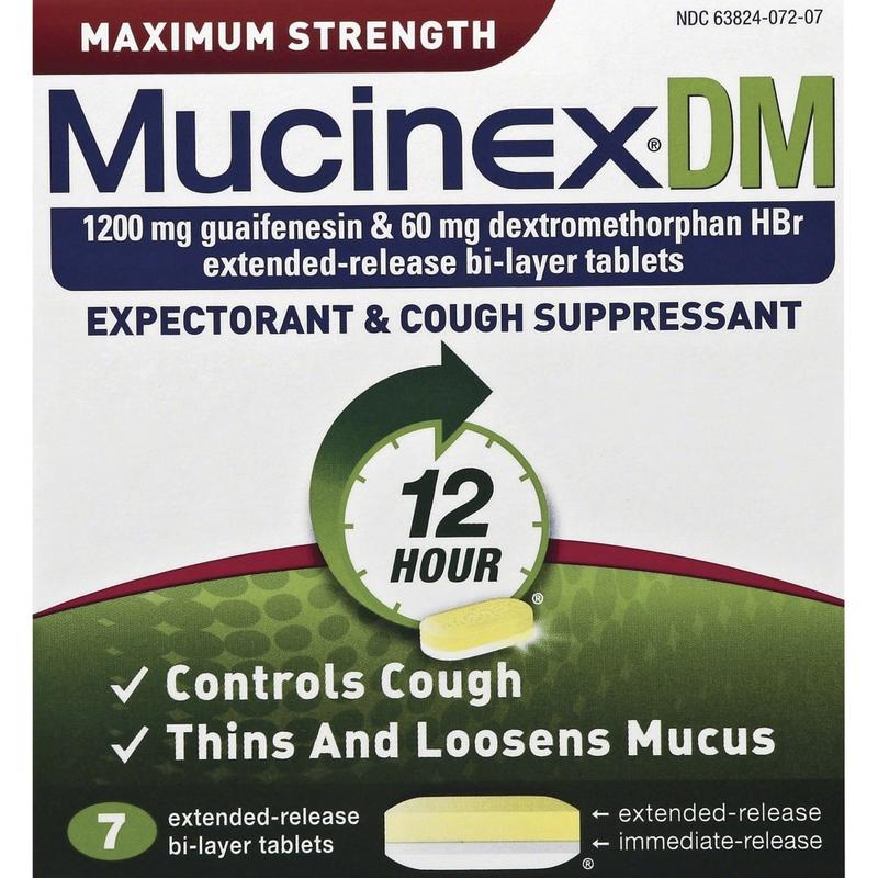 Mucinex DM Cough Tablets - For Cough, Nasal Congestion, Chest Congestion, Runny Nose - 7 / Box (Min Order Qty 6) MPN:RAC07207