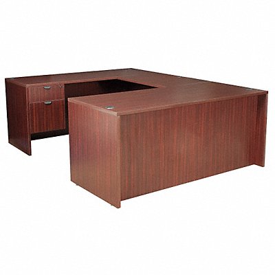 U-Shape Office Desk 71x29x106In Mahogany MPN:LUD7135MH