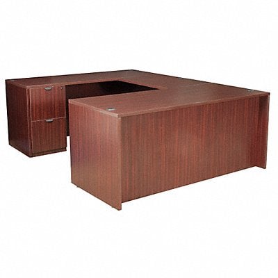 U-Shape Office Desk 71x29x106In Mahogany MPN:LUDF7135MH