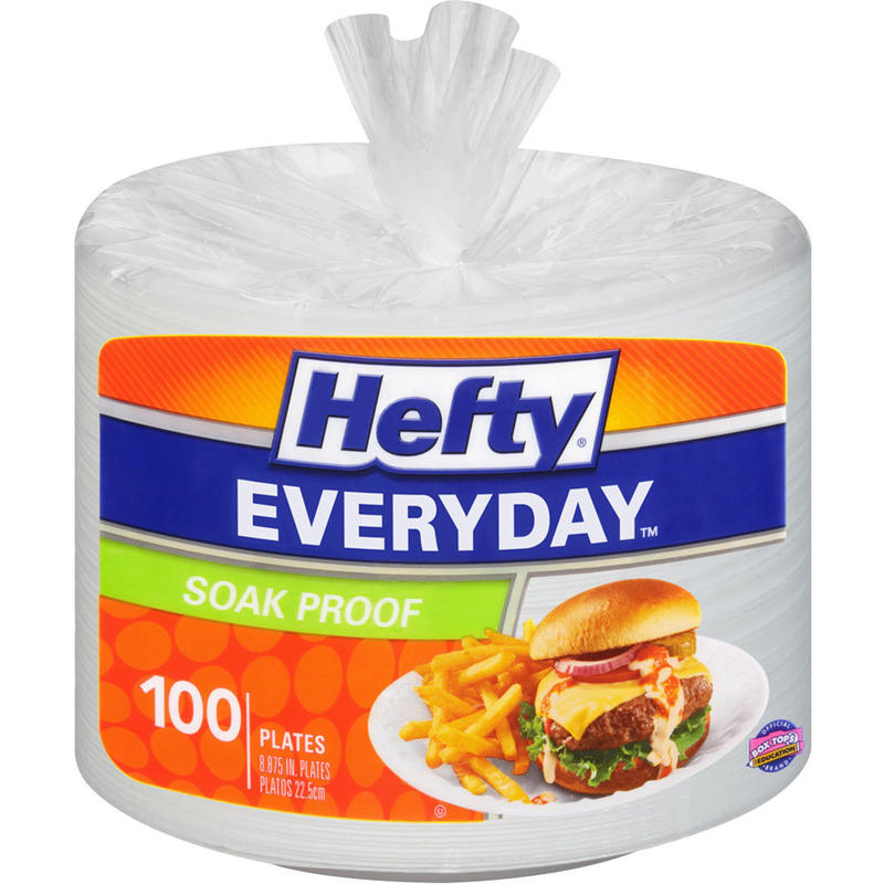 Hefty Everyday Soak Proof Disposable Foam Plates, 8 14/16in Diameter, White, Pack Of 100 (Min Order Qty 4) MPN:D28100