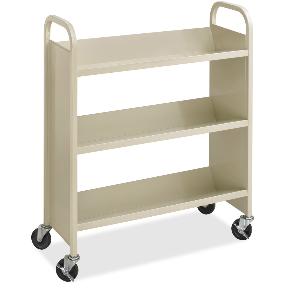 Safco Single-Sided Book Cart - Trolley - 3 shelves - powder-coated steel - sand MPN:5358SA