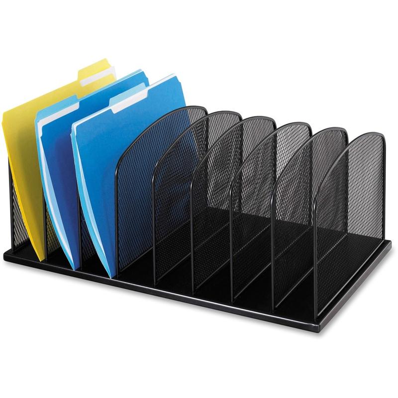 Safco Mesh Desk Organizers - 8 Compartment(s) - 2in - 8.3in Height x 19.3in Width x 11.5in Depth - Desktop - Black - Steel - 1Each MPN:3253BL