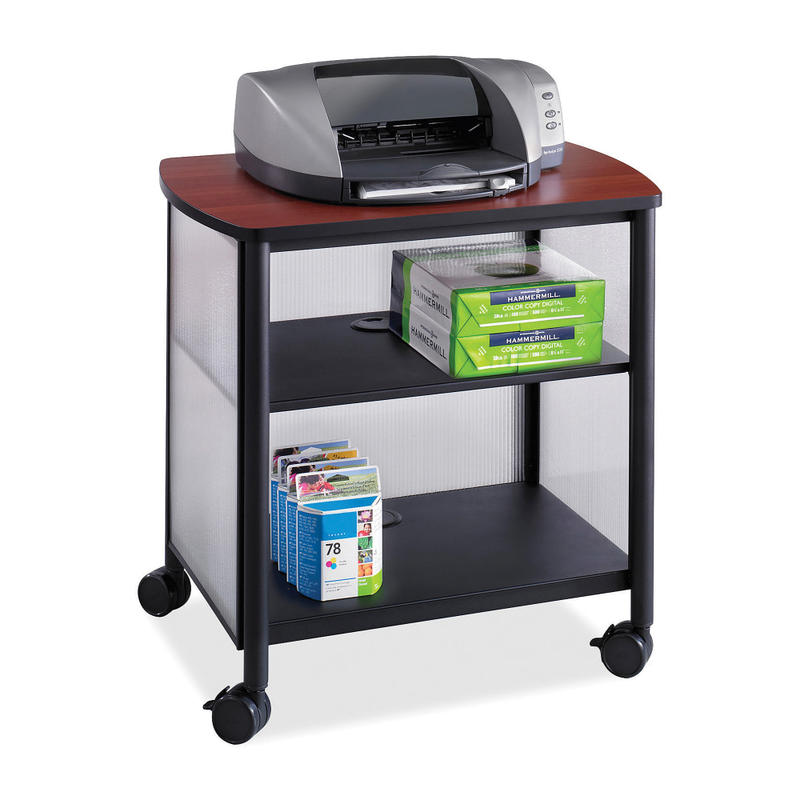 Safco Impromptu Machine Stand, 26 1/2inH x 26 3/10inW x 21inD, Cherry/Black MPN:1857BL