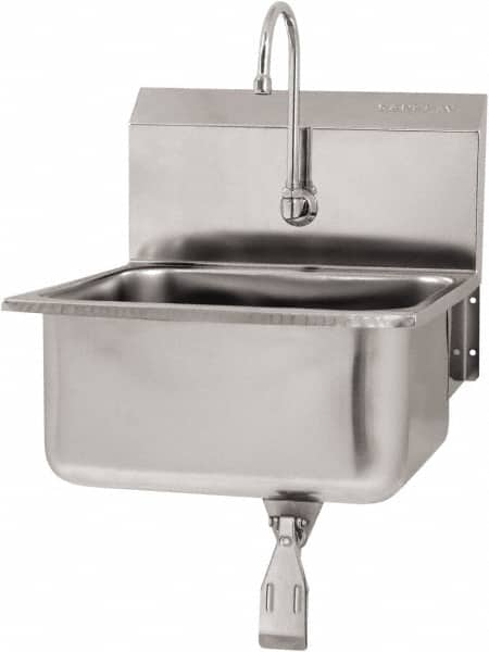 Hand Sink: Wall Mount, Single Knee Valve Faucet, 304 Stainless Steel MPN:5251-0.5