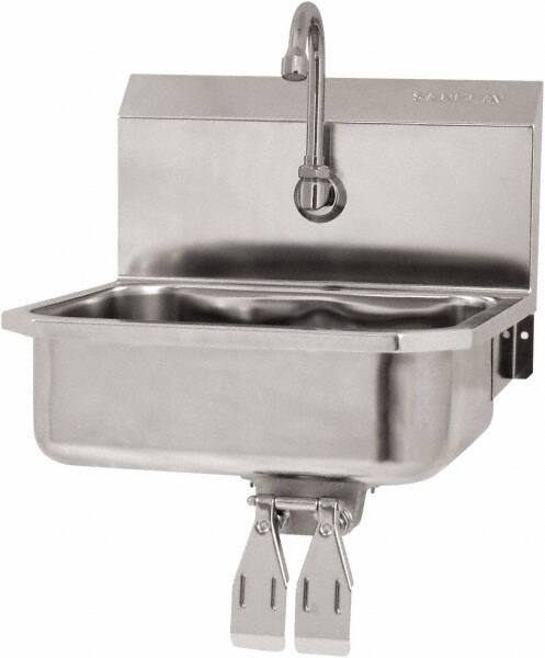 Hand Sink: Wall Mount, Double Knee Valve Faucet, 304 Stainless Steel MPN:605D