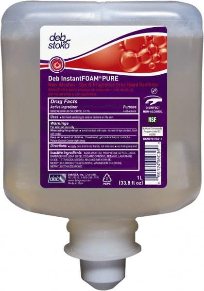 Hand Sanitizer: Foam, 1 L Dispenser Refill, Alcohol Free MPN:55857