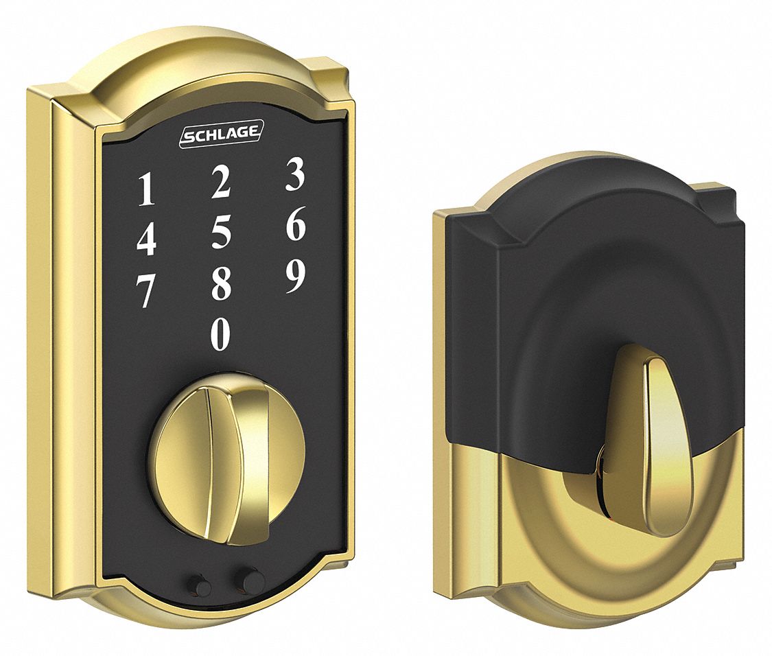 Electronic Lock Deadbolt Bright Brass MPN:BE375 CAM 605