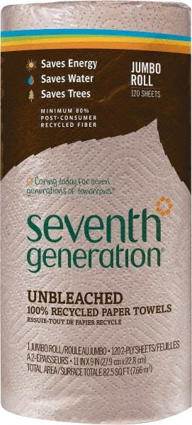 Paper Towels: Perforated Roll, 1 Rolls, Roll, 2 Ply, Recycled Fiber, Brown MPN:SEV13720RL