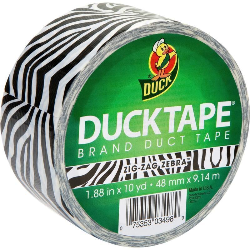 Duck Brand Brand Printed Design Color Duct Tape - 10 yd Length x 1.88in Width - For Repairing, Color Coding - 1 / Roll - Zebra (Min Order Qty 9) MPN:1398132RL