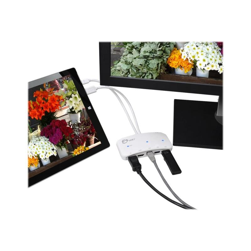 SIIG Mini-DP Video Dock with USB 3.0 LAN Hub - White - for Notebook/Tablet PC - USB 3.0 - 3 x USB Ports - 3 x USB 3.0 - Network (RJ-45) - HDMI - DisplayPort - Mini DisplayPort - Wired MPN:JU-H30212-S1