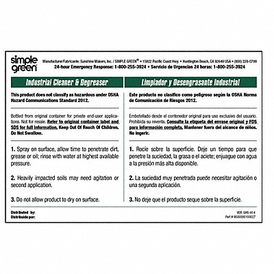 Secondary Bottle Label Paper PK10 MPN:9510001000027