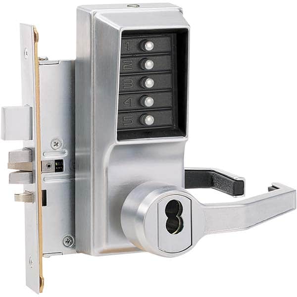 Lever Locksets, Type: Push-button Lock, Door Thickness: 1-3/4, Back Set: 2-3/4, For Use With: Commercial Doors, Finish/Coating: Satin Chrome, Material: Steel MPN:L8148B-26D-41