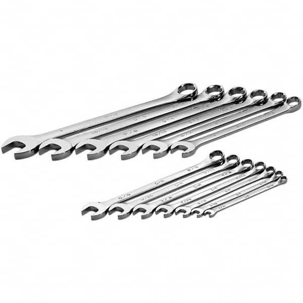Combination Wrench Set: 13 Pc, 1/4 to 1