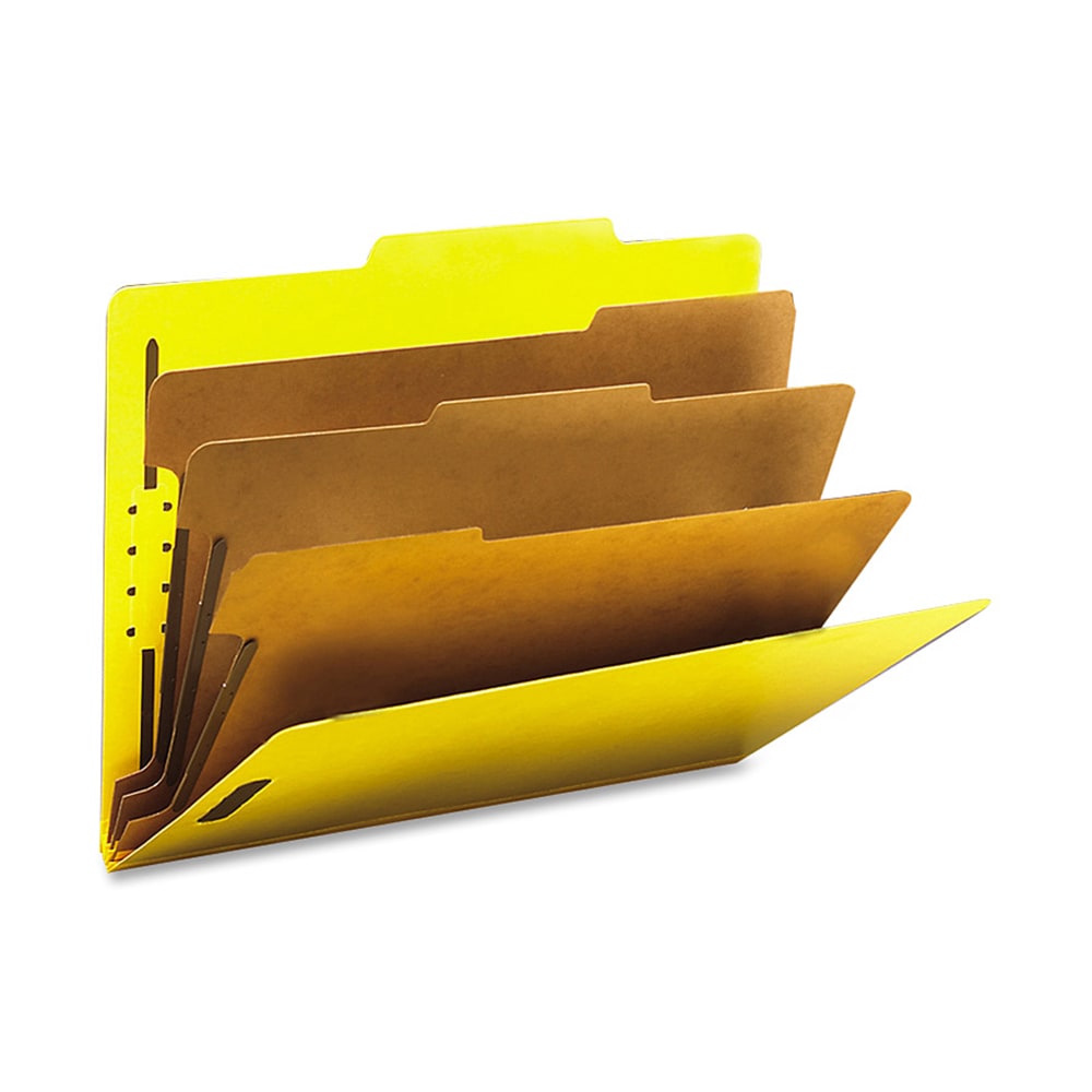 Smead Classification Folders, Top-Tab With SafeSHIELD Coated Fasteners, 3 Dividers, 3in Expansion, Letter Size, 50% Recycled, Yellow, Box Of 10 MPN:14098