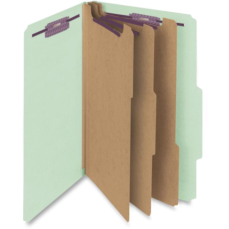 Smead Classification Folders, With SafeSHIELD Coated Fasteners, 3 Dividers, 3in Expansion, Legal Size, 60% Recycled, Gray/Green, Box Of 10 MPN:19091