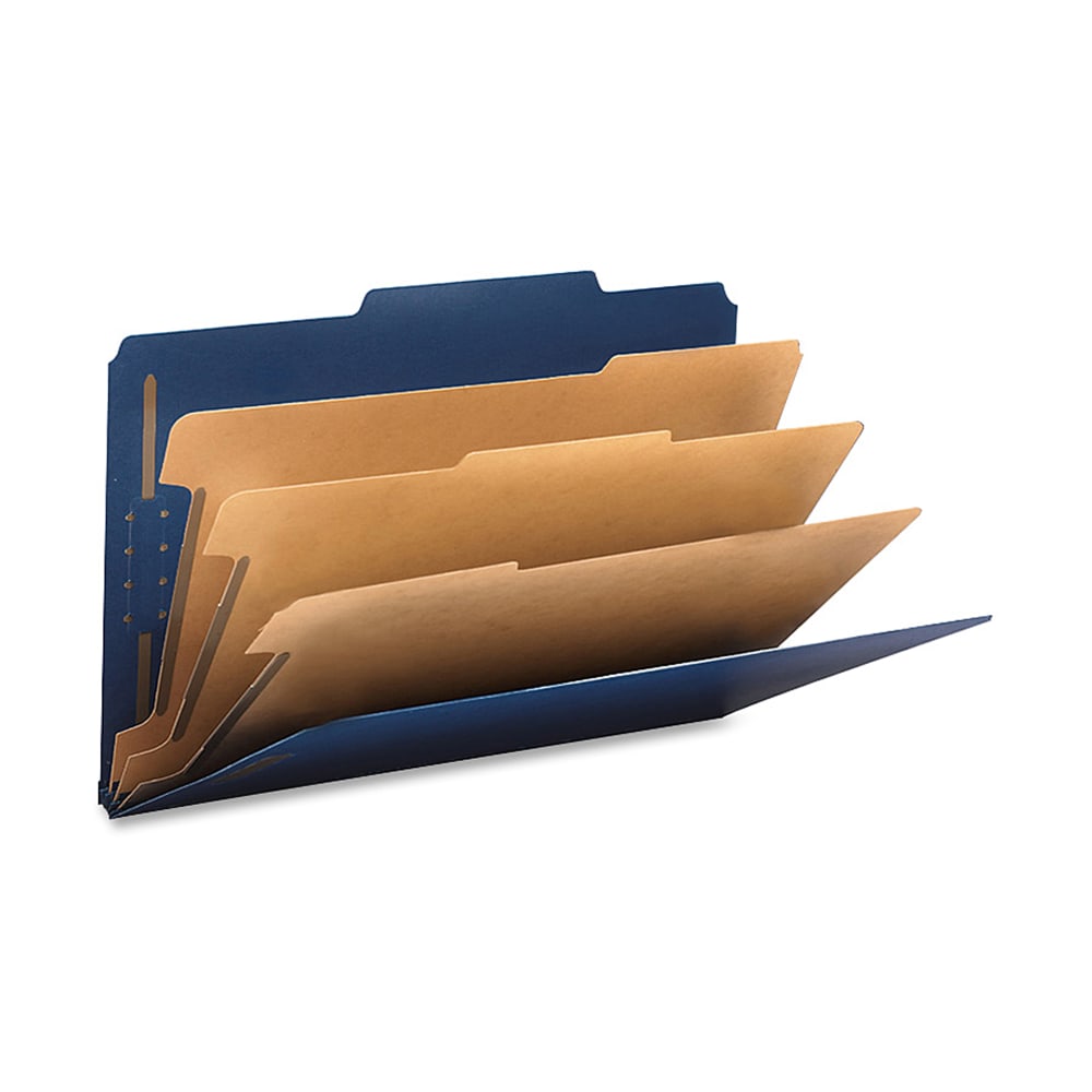 Smead Classification Folders, Top-Tab With SafeSHIELD Coated Fasteners, 3 Dividers, 3in Expansion, Legal Size, 50% Recycled, Dark Blue, Box Of 10 MPN:19096