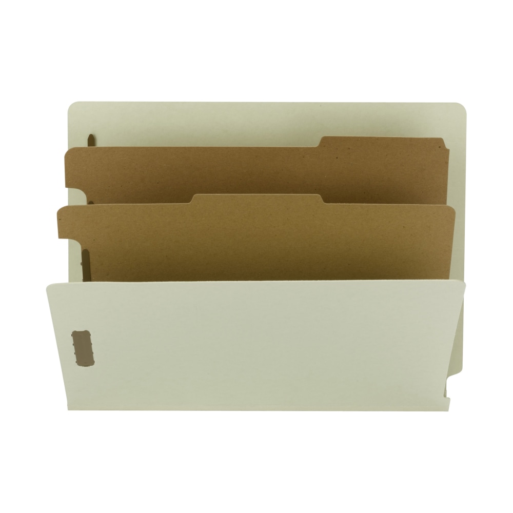 Smead End-Tab Classification Folders, 2 Dividers, 2 Partitions, Straight Cut, Letter Size, 100% Recycled, Gray/Green, Box Of 10 (Min Order Qty 2) MPN:26802