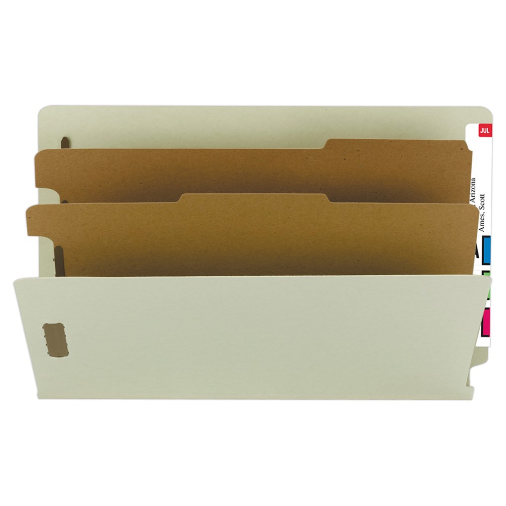 Smead End-Tab Classification Folders, 2 Dividers, 6 Partitions, Straight Cut, Legal Size, 100% Recycled, Gray/Green, Box Of 10 (Min Order Qty 2) MPN:29802