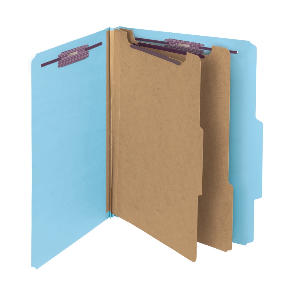 Smead Pressboard Classification Folder, 2 Dividers, Letter Size, 100% Recycled, Blue (Min Order Qty 19) MPN:C402-5A-2D-BE